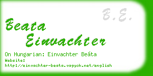 beata einvachter business card